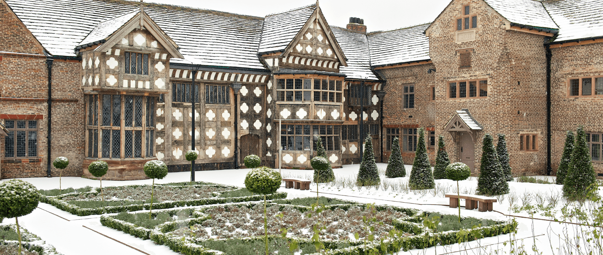 Ordsall Hall in snow