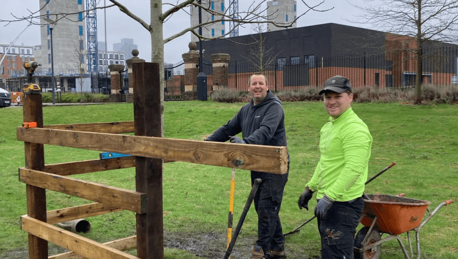 People in the Ordsall Hall gardens