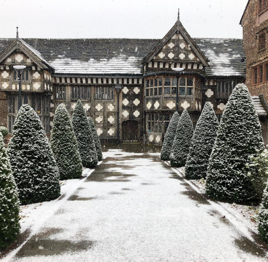 Ordsall Hall in a snow scene