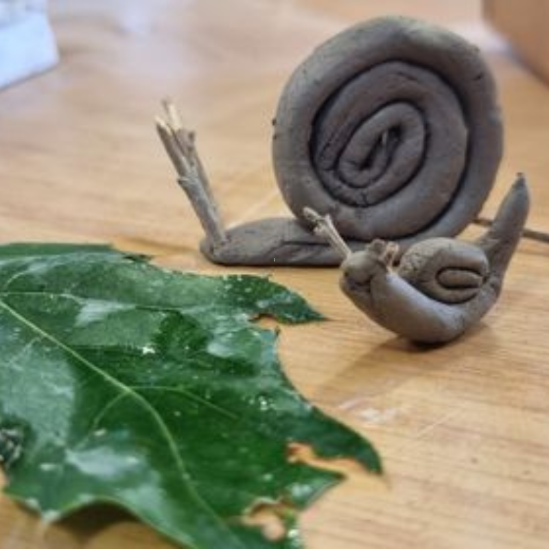 Clay snail and leaf