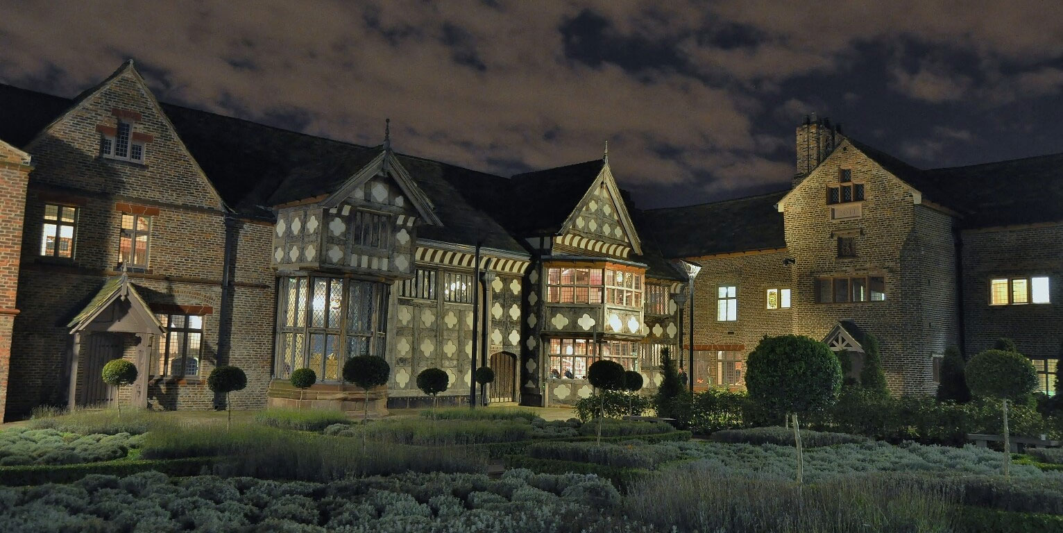 Ghosts of Ordsall Hall - The Hall with a moody skyline